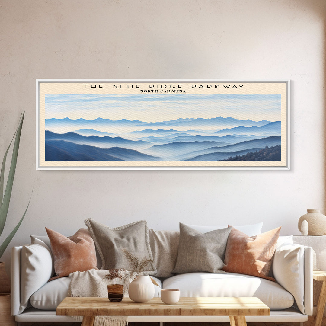 The Blue Ridge Parkway Framed Canvas Print Travel Poster | Wall Art | Home Decor | Gift For Travel Lover | Wall Hanging | Original Art