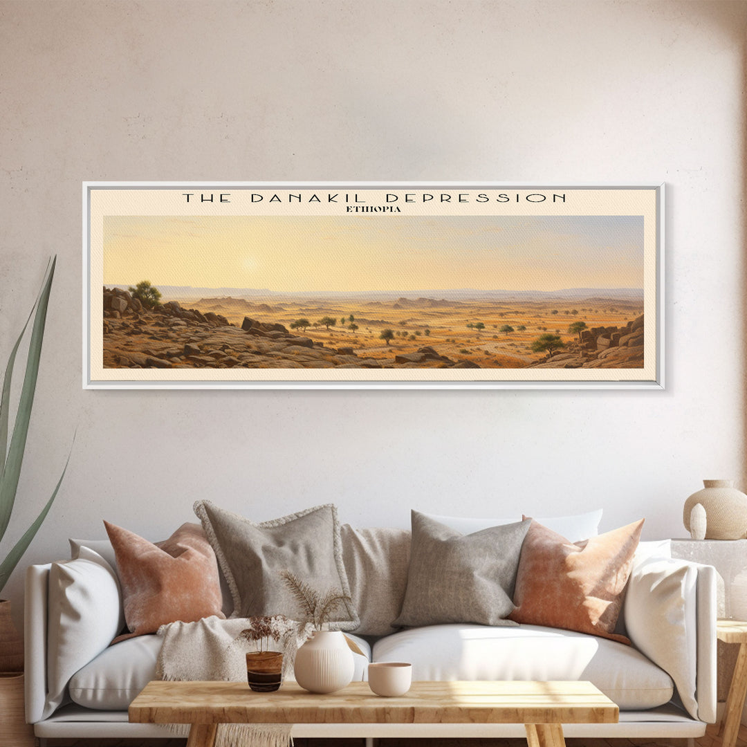 The Danakil Depression COUNTRY Travel Poster Print, Framed Canvas Print, COUNTRY Travel Art, Wood Framed Art, Wall Hanging, Home Decor