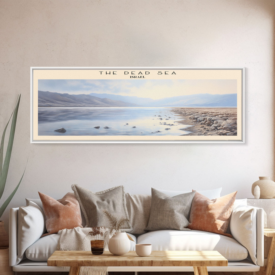 The Dead Sea Framed Canvas Print Travel Poster | Wall Art | Home Decor | Gift For Travel Lover | Wall Hanging | Original Art