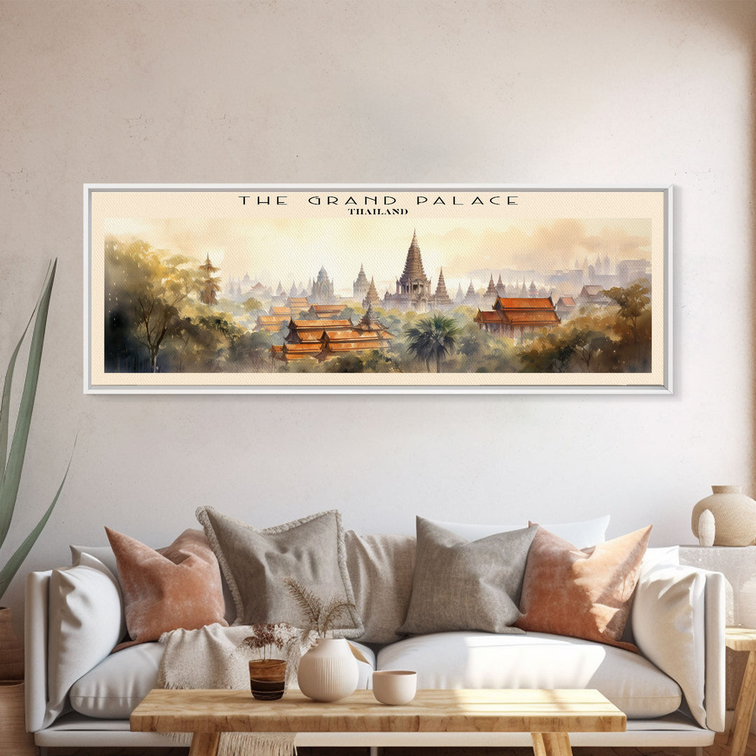 The Grand Palace Retro Style Travel Poster - Framed Canvas Print - COUNTRY Travel Decor | Vintage Style Home Decor - Travel Print - Wall Art