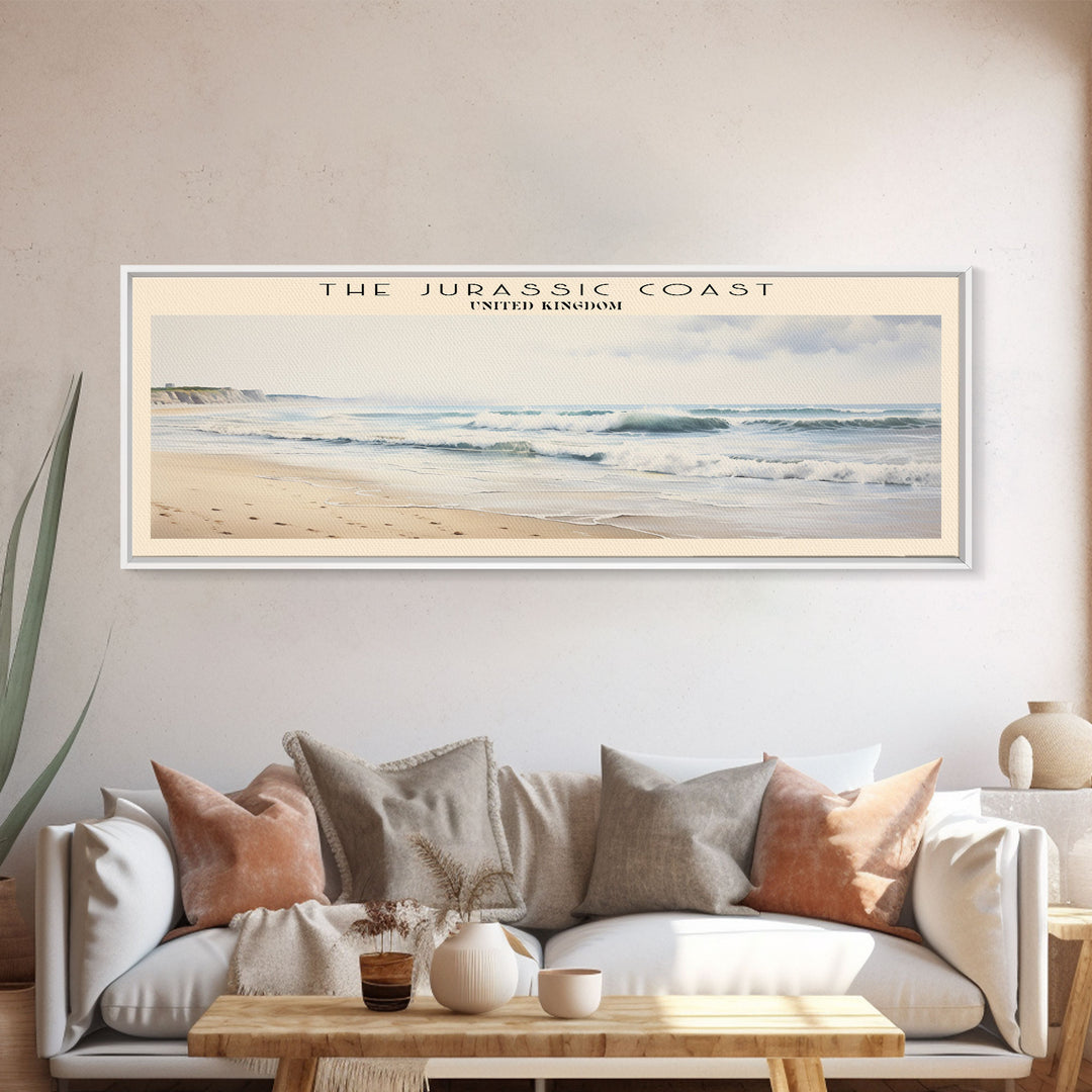 The Jurassic Coast COUNTRY | Framed Travel Poster Canvas Print | Trendy Wall Art | Watercolor Painting | Living Room Art | Unique Art