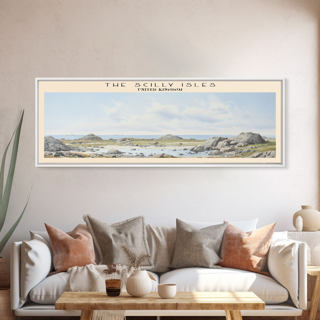 The Scilly Isles COUNTRY | Framed Travel Poster Canvas Print | Trendy Wall Art | Watercolor Painting | Living Room Art | Unique Art