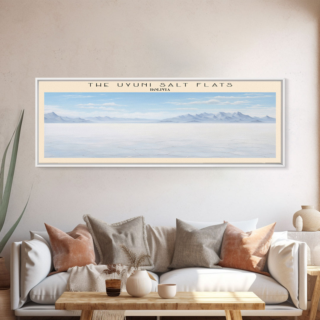 The Uyuni Salt Flats COUNTRY | Framed Travel Poster Canvas Print | Trendy Wall Art | Watercolor Painting | Living Room Art | Unique Art