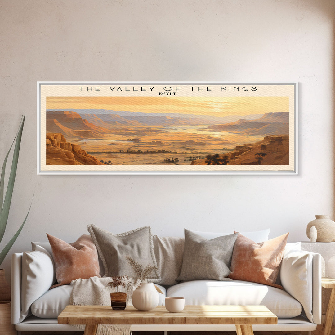 The Valley of the Kings Retro Style Travel Poster - Framed Canvas Print - COUNTRY Travel Decor | Vintage Style Home Decor - Travel Print - Wall Art