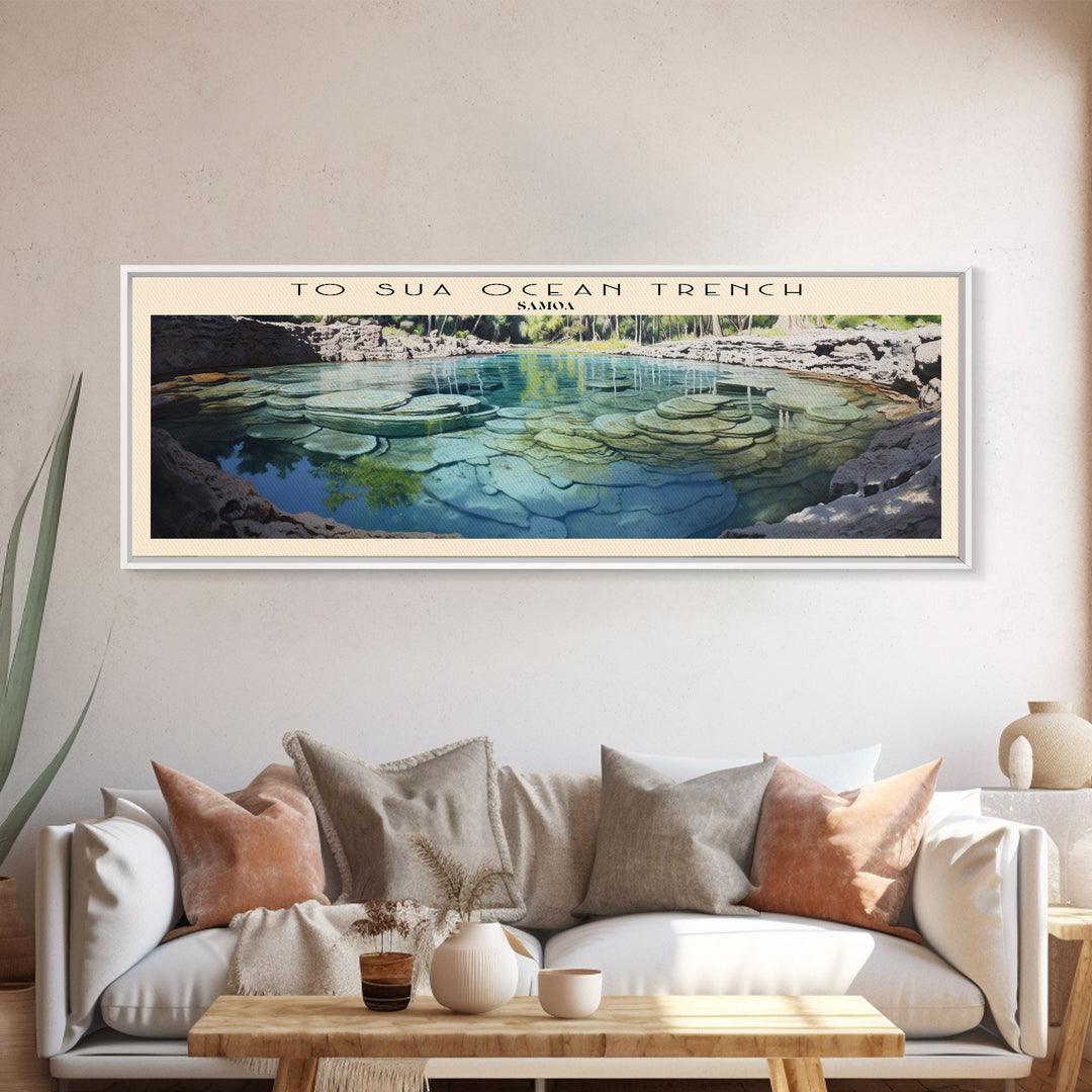 To Sua Ocean Trench Retro Style Travel Poster - Framed Canvas Print - COUNTRY Travel Decor | Vintage Style Home Decor - Travel Print - Wall Art