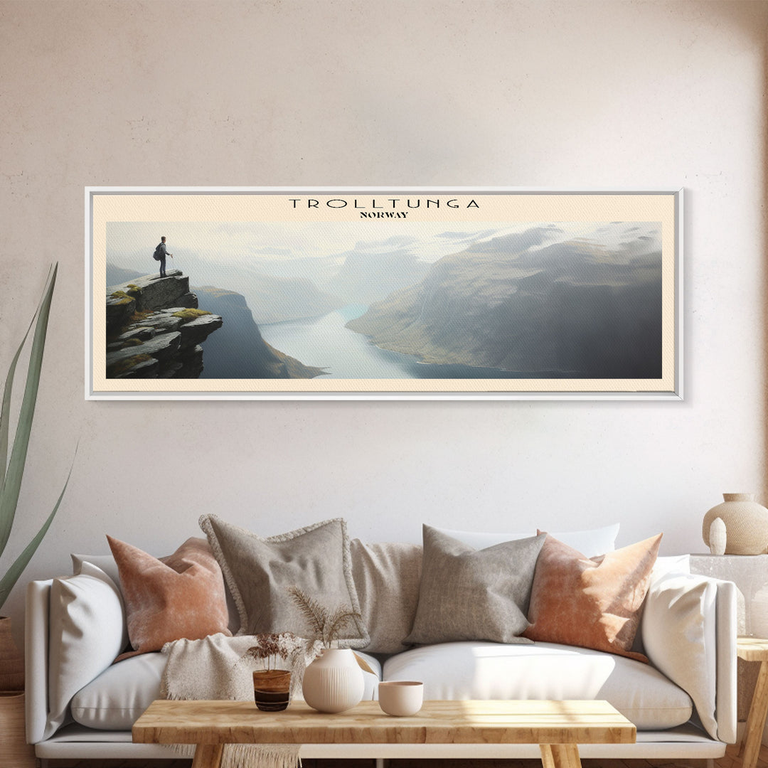 Trolltunga Travel Poster Print, Framed Canvas Wall Art, Metal Wall Art, COUNTRY art, Gift For Him, Travel Wall Art, Travel Lover Gift