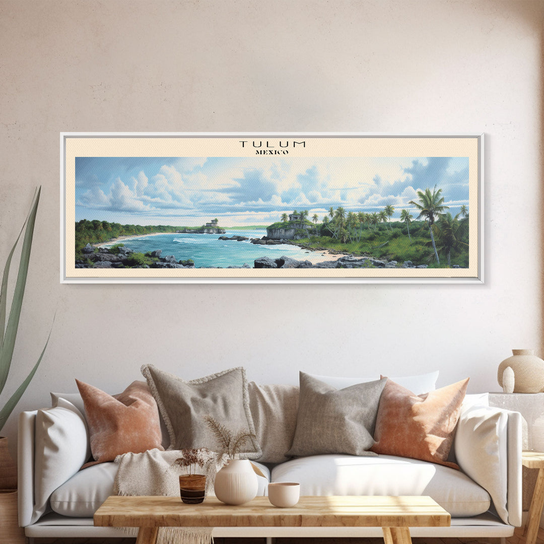 Tulum Retro Style Travel Poster - Framed Canvas Print - COUNTRY Travel Decor | Vintage Style Home Decor - Travel Print - Wall Art