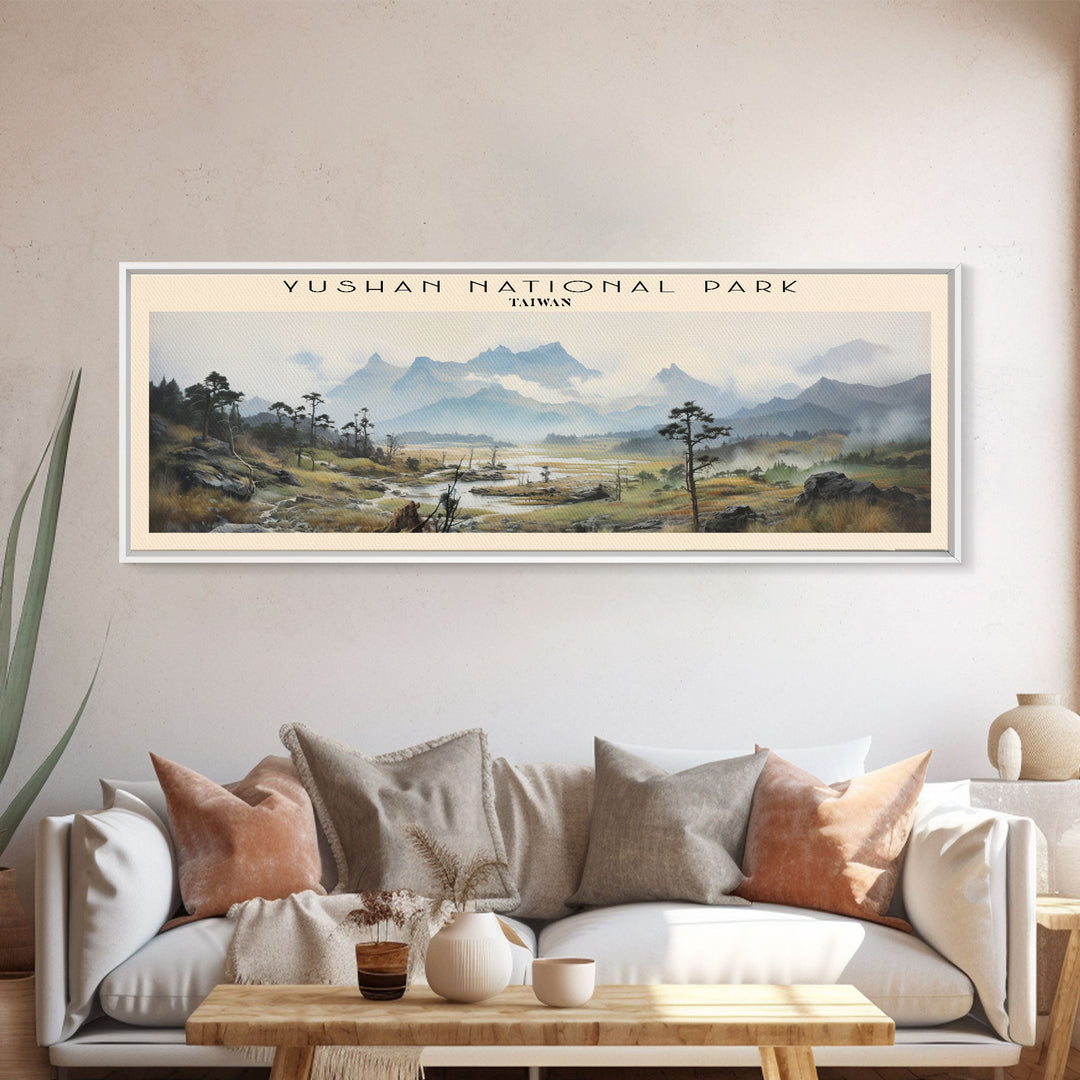 Yushan National Park Framed Canvas Print Travel Poster | Wall Art | Home Decor | Gift For Travel Lover | Wall Hanging | Original Art