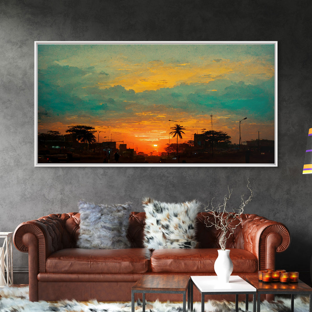 Cloudy sunset canvas print, sunset art, California Highway art, living room wall art, guest room wall art