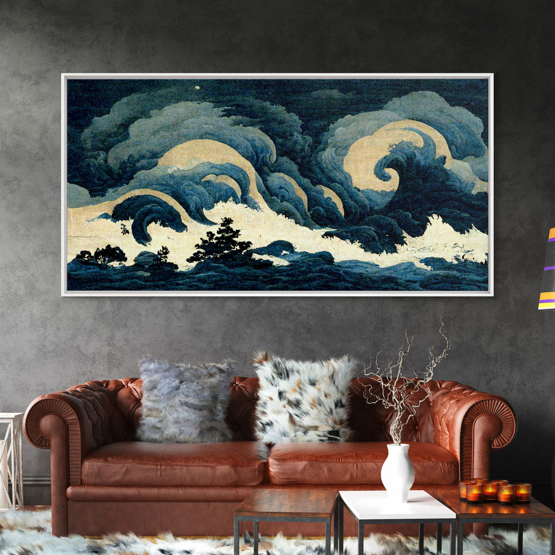 Japanese Style Wall Art, A Stormy Sea, Canvas Print, ready to hang wall art