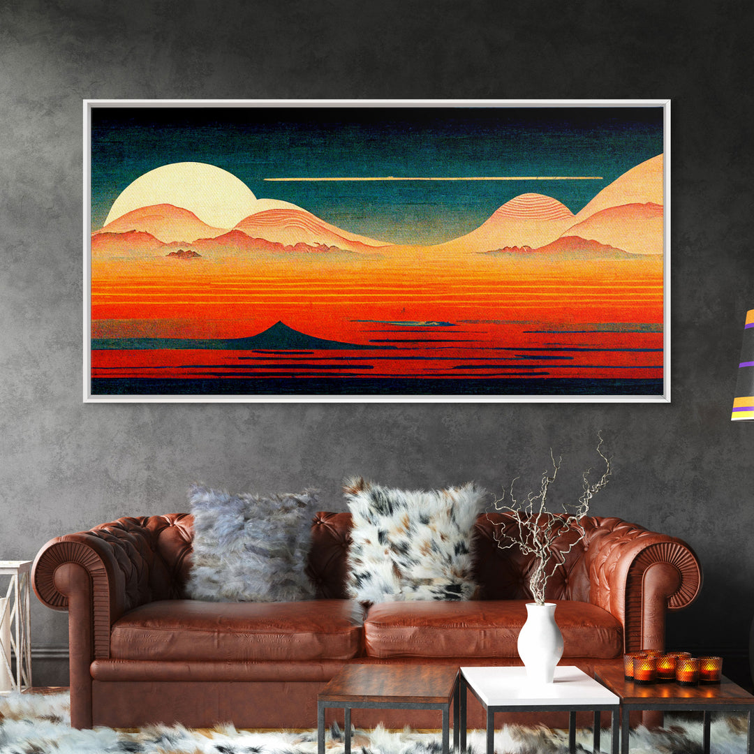 Art Deco Sunset, Desert Dunes, Canvas Print ready to hang wall art, cool wall art