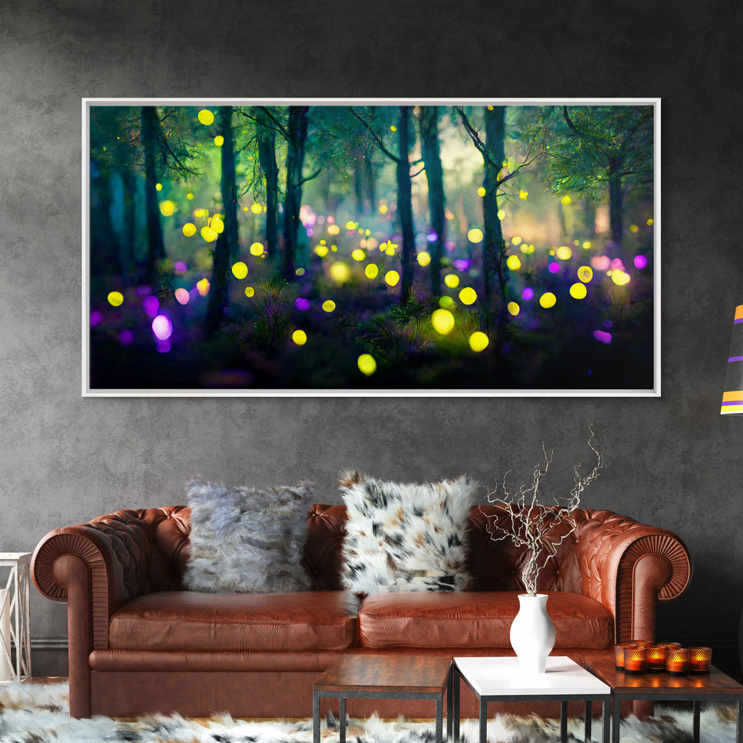 Magical forest with fairies canvas print, fantasy art, cool wall art, dorm art, ready to hang wall art