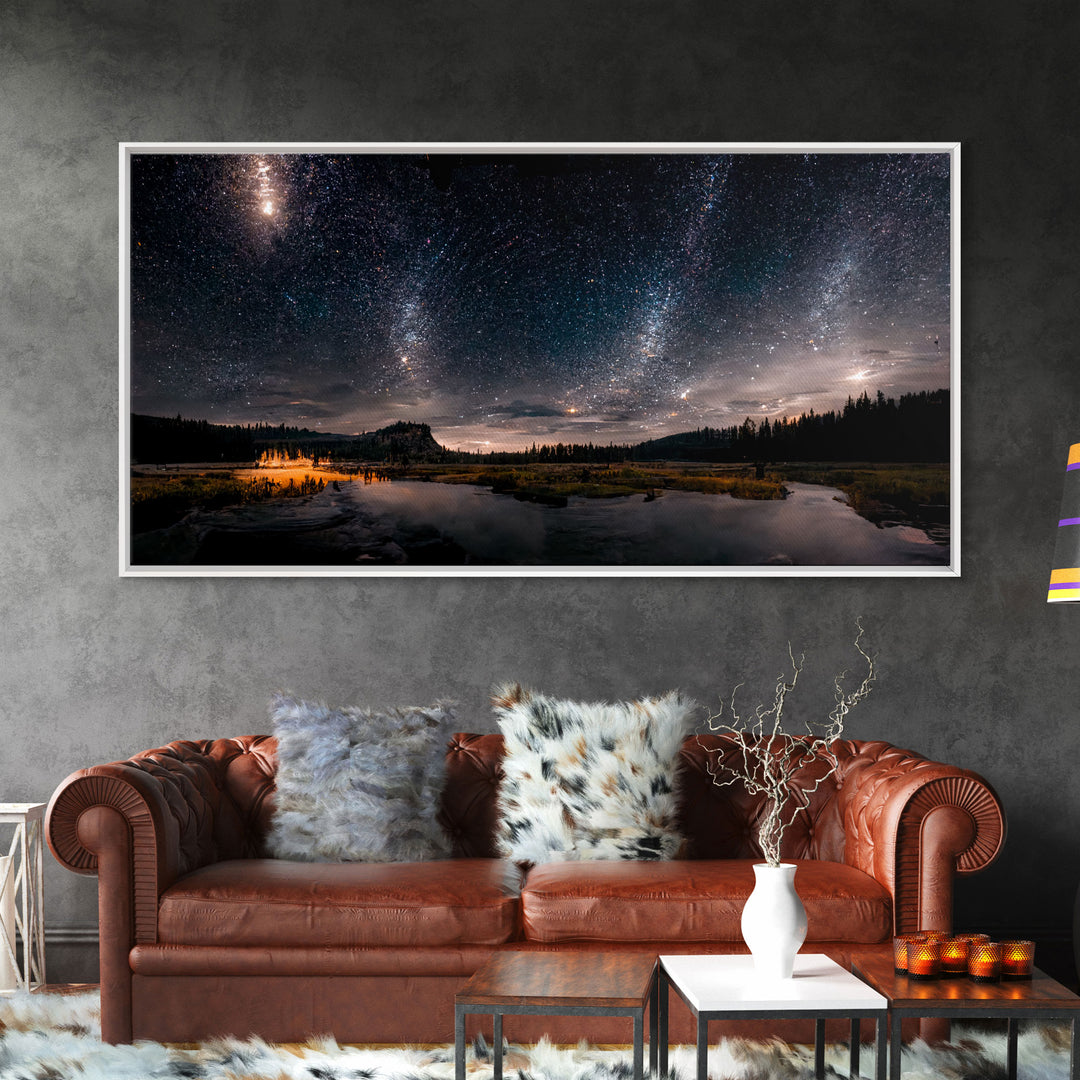 Stars Night Sky Galaxy River Lake Landscape Fine Art Print, Wall Art Print, Wall Décor, Wall Poster