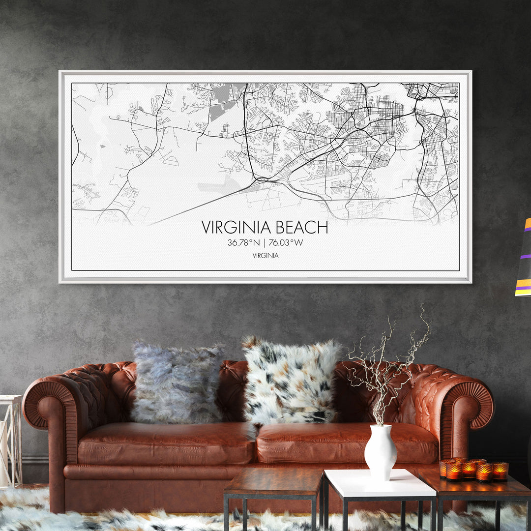 Virginia Beach City Map, Virginia Art, Map Print, Modern Wall Art, Wall Art, Canvas Art, Dorm Room Art, Family Home Décor, Birthday Gift