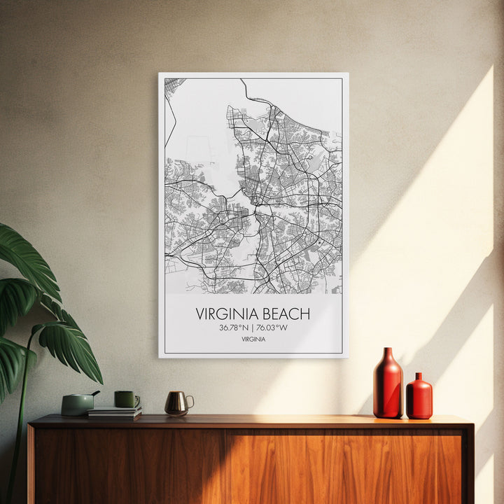 Virginia Beach Street Map, Virginia Map, City Map Print, Modern Wall Art, Wall Art, Canvas Print, Home Wall Décor Art, Moving Away Gift