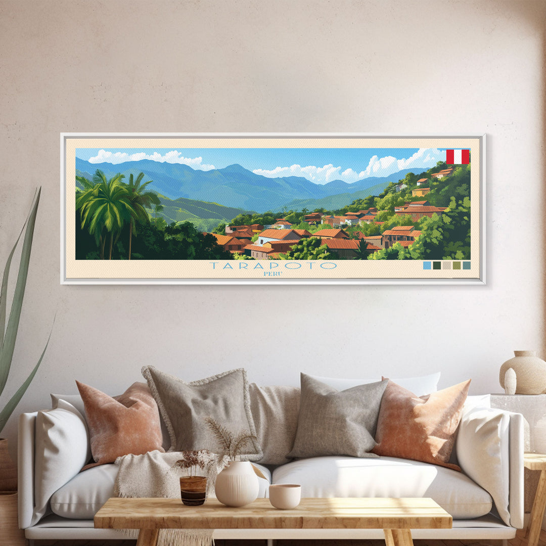 Tarapoto, Peru Panoramic Travel Poster Canvas Print, Tarapoto, Peru Painting, Peru Art, Tarapoto Travel Art, Guest Room Painting