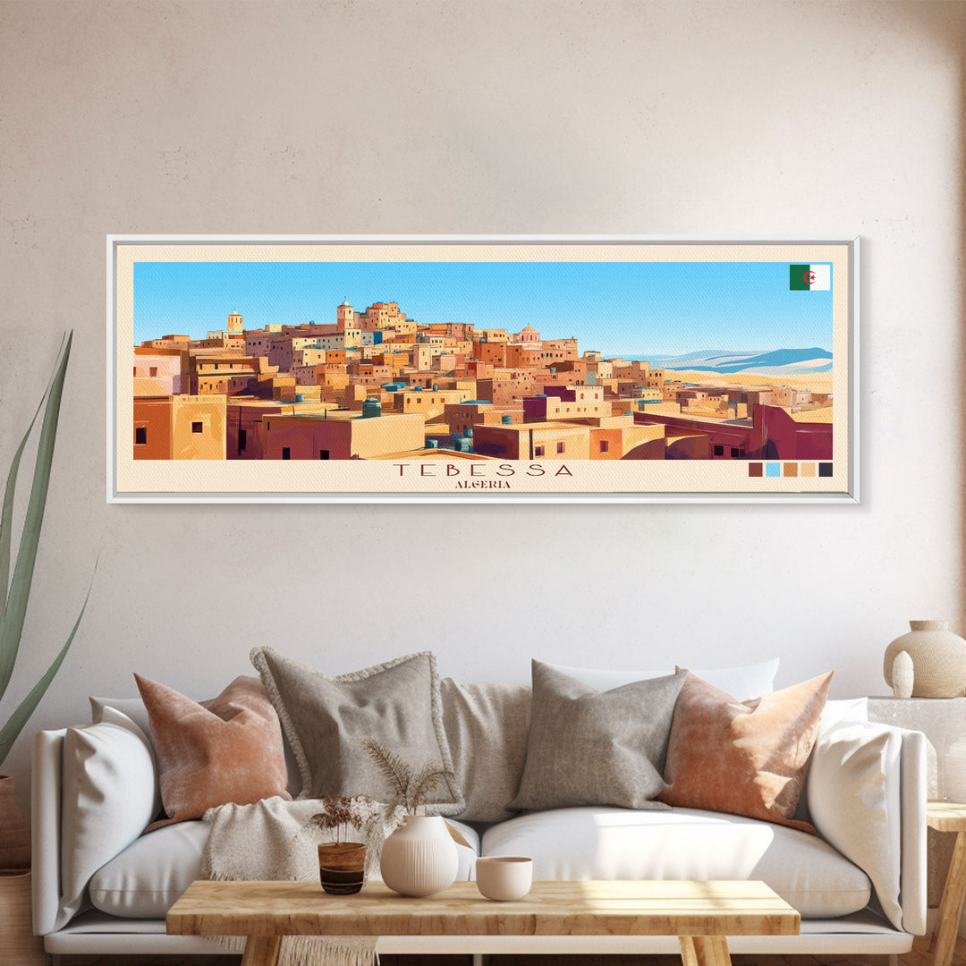 Tebessa, Algeria Panoramic Travel Poster Canvas Print, Tebessa, Algeria Painting, Algeria Art, Tebessa Panoramic Travel Art, Travel Painting