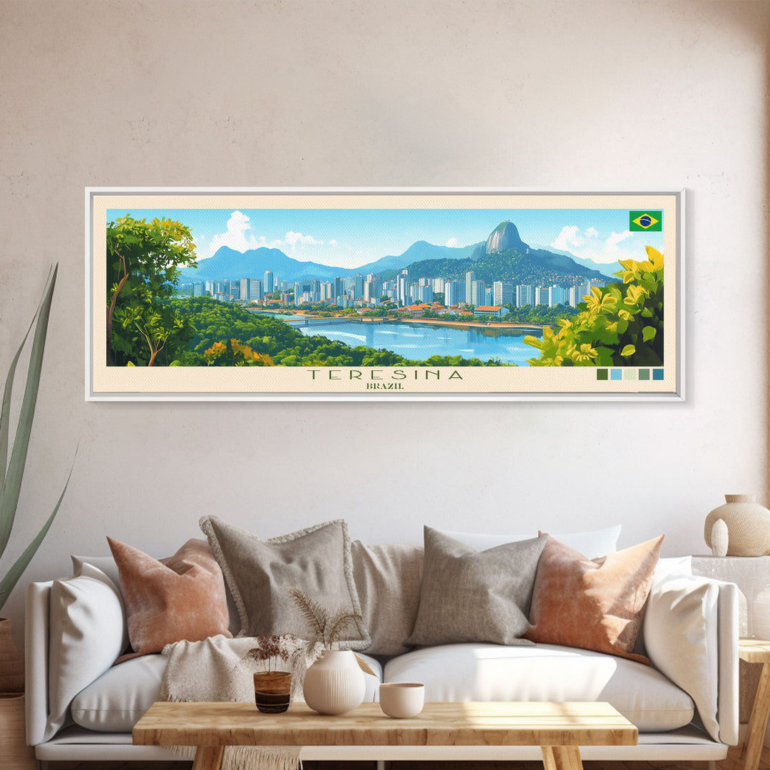 Teresina, Brazil Travel Poster Panoramic Canvas Print, Teresina, Brazil Painting, Brazil Art, Teresina Travel Art, Guest Room Painting