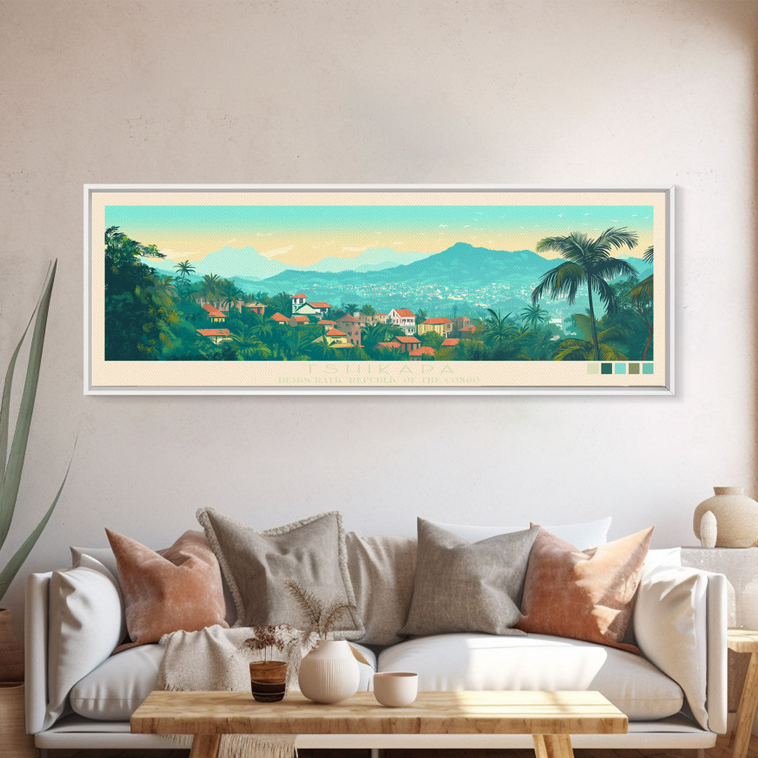 Tshikapa, Congo Travel Poster Panoramic Canvas Print, Tshikapa, Congo Painting, Congo Art, Tshikapa Travel Art, Guest Room Painting