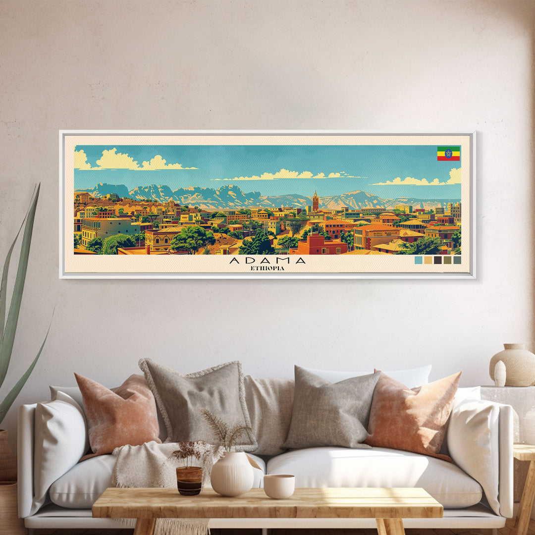 Adama, Ethiopia Panoramic Canvas Print, Adama, Ethiopia Painting, Ethiopia Art, Adama Travel Poster, Travel Art, Vacation Gift