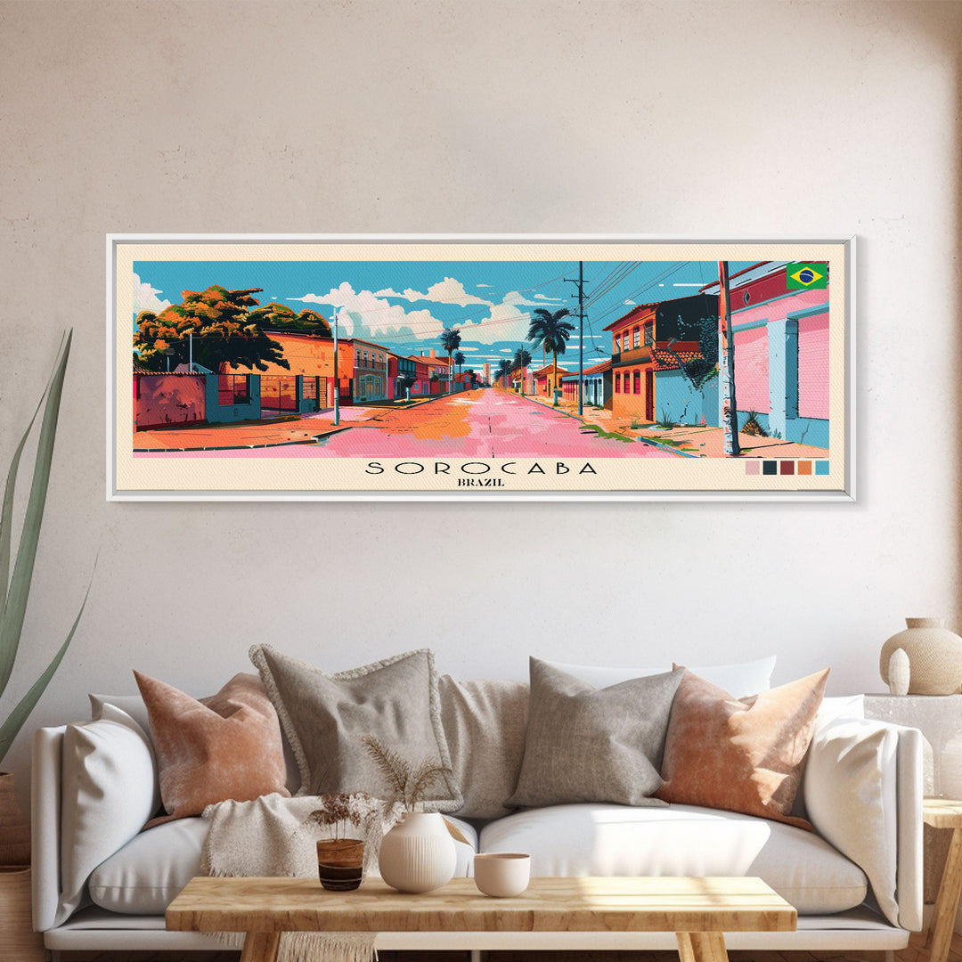 Sorocaba, Brazil Panoramic Canvas Print, Sorocaba, Brazil Painting, Brazil Art, Sorocaba Travel Poster, Travel Art, Living Room Painting