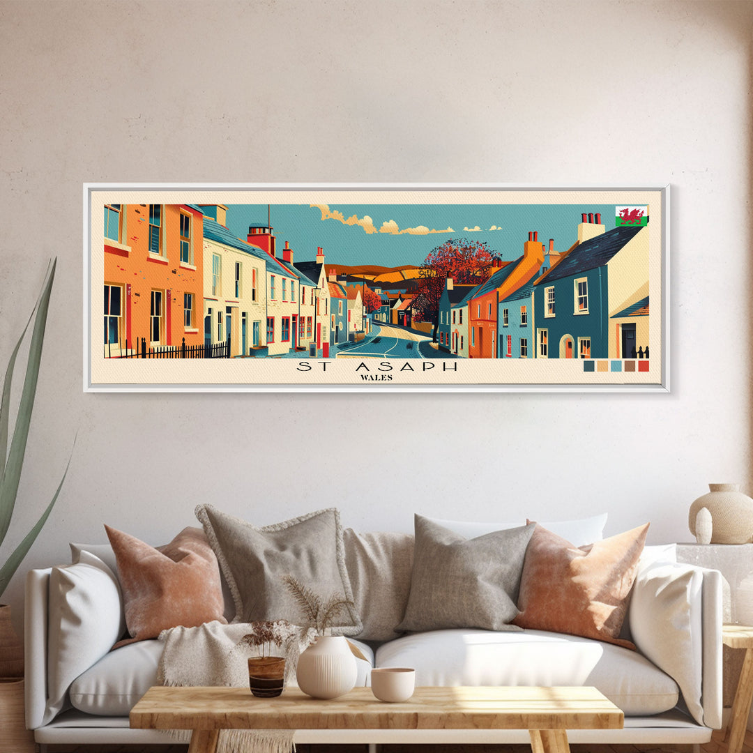 St Asaph, Wales Panoramic Canvas Print, St Asaph, Wales Painting, Wales Art, St Asaph Travel Poster, Travel Art, Housewarming Gift