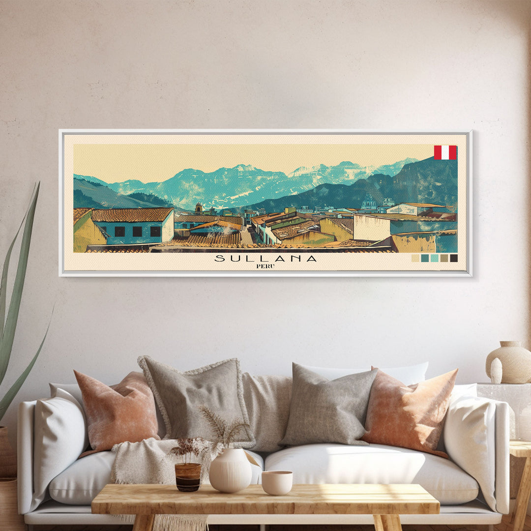 Sullana, Peru Panoramic Canvas Print, Sullana, Peru Painting, Peru Art, Sullana Travel Poster, Travel Art, Living Room Painting