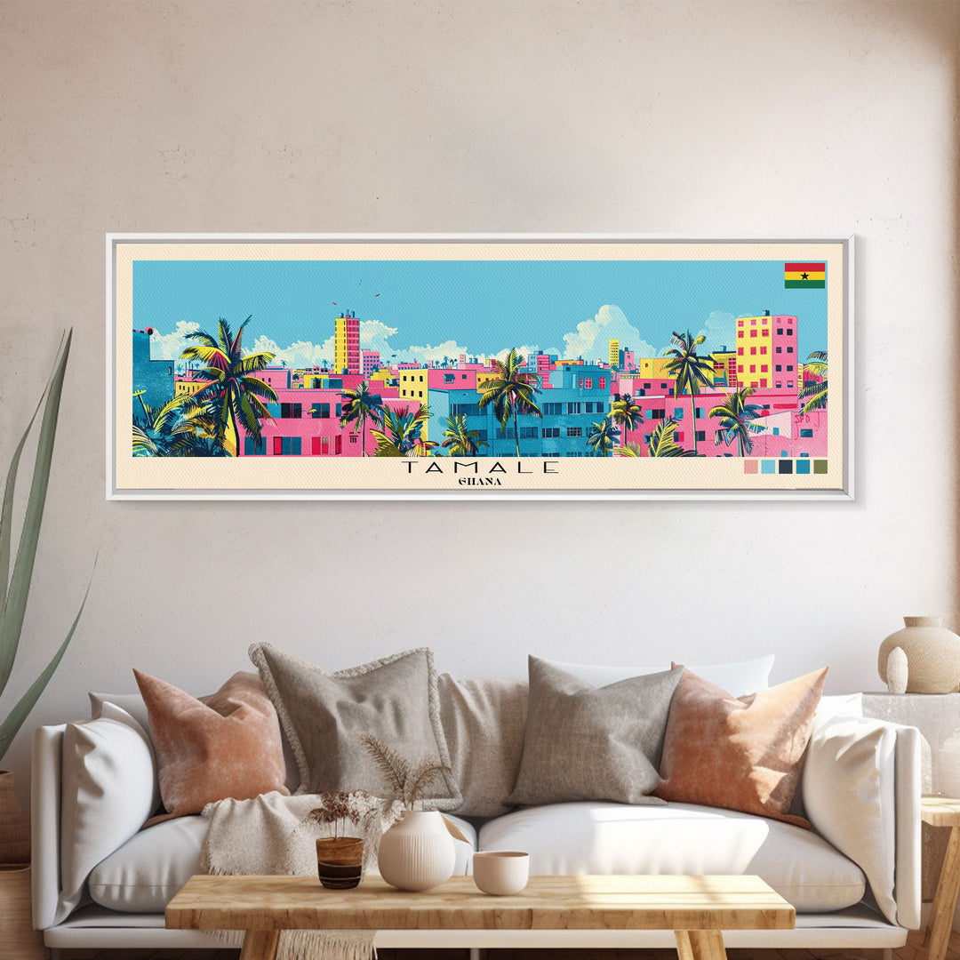 Tamale, Ghana Panoramic Canvas Print, Tamale, Ghana Painting, Ghana Art, Tamale Travel Poster, Travel Art, Housewarming Gift