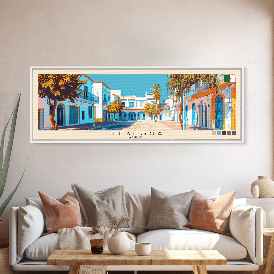 Tebessa, Algeria Panoramic Canvas Print, Tebessa, Algeria Painting, Algeria Art, Tebessa Travel Poster, Travel Art, Guest Room Painting