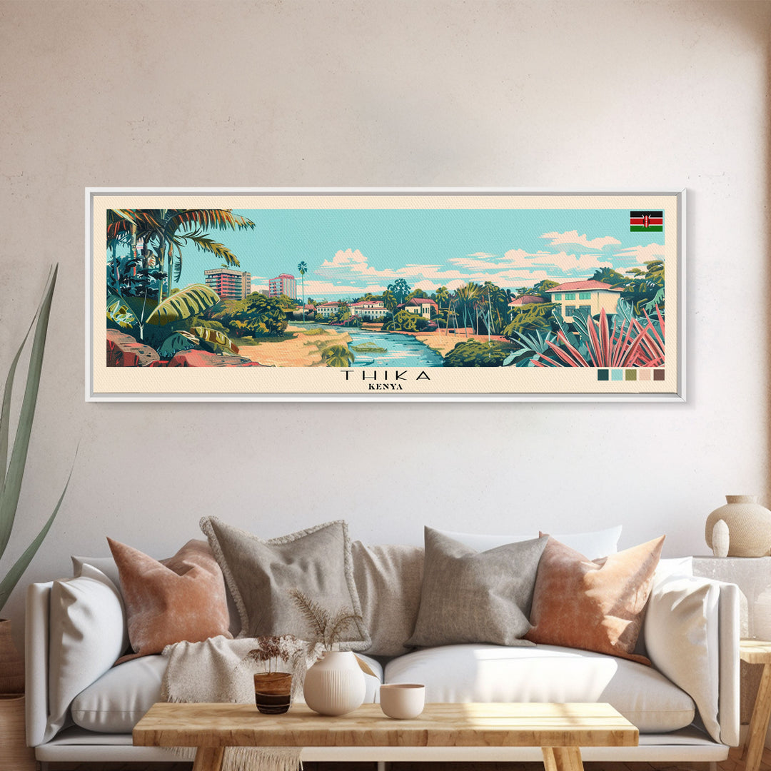 Thika, Kenya Panoramic Canvas Print, Thika, Kenya Painting, Kenya Art, Thika Travel Poster, Travel Art, Housewarming Gift