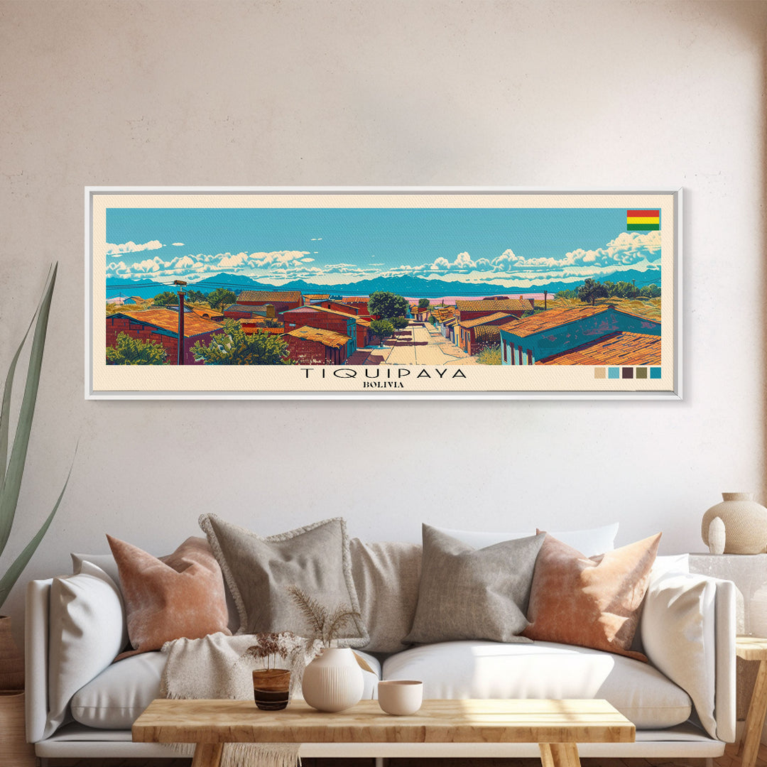 Tiquipaya, Bolivia Panoramic Canvas Print, Tiquipaya, Bolivia Painting, Bolivia Art, Tiquipaya Travel Poster, Travel Art, Guest Room Painting