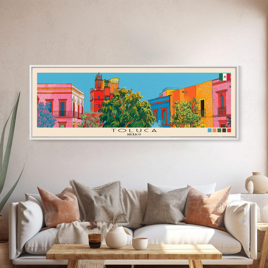 Toluca, Mexico Panoramic Canvas Print, Toluca, Mexico Painting, Mexico Art, Toluca Travel Poster, Travel Art, Guest Room Painting