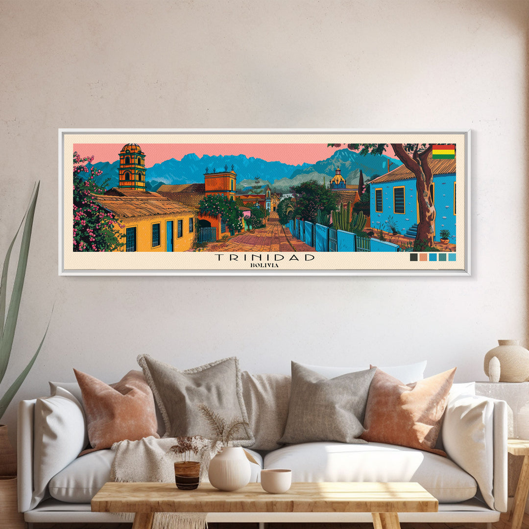 Trinidad, Bolivia Panoramic Canvas Print, Trinidad, Bolivia Painting, Bolivia Art, Trinidad Travel Poster, Travel Art, Vacation Gift