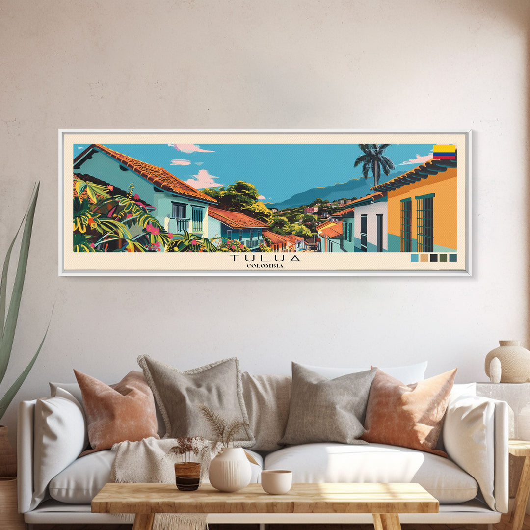 Tulua, Colombia Panoramic Canvas Print, Tulua, Colombia Painting, Colombia Art, Tulua Travel Poster, Travel Art, Living Room Painting