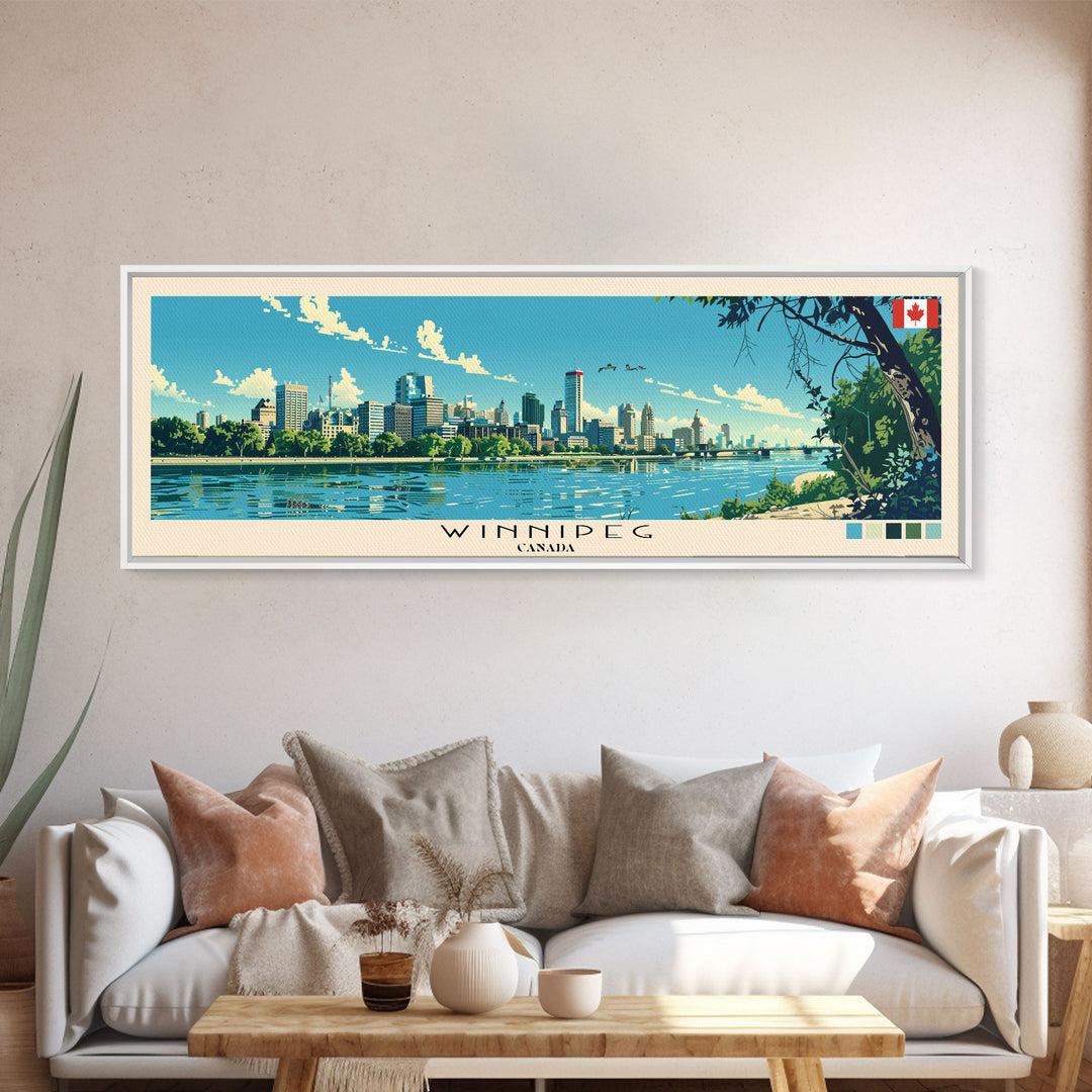 Winnipeg, Canada Panoramic Canvas Print, Winnipeg, Canada Painting, Canada Art, Winnipeg Travel Poster, Travel Art, Guest Room Painting