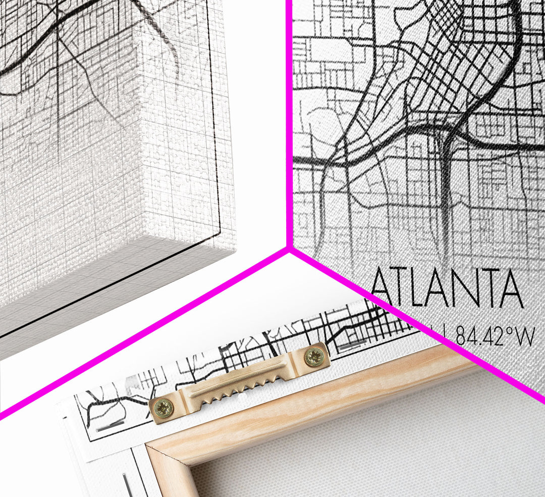 Atlanta Street Map, Georgia Map, Map Print, Modern Art, Wall Art, Canvas Print, Housewarming Gift, Above Bed Prints, Wall Prints