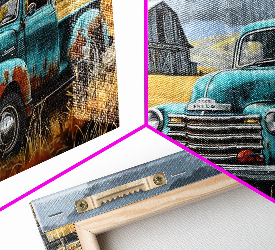 The Old Truck, Farmhouse Decor, Rusty Vintage Truck Painting, Southwestern Boho Minimalist Decor, Country Art, Living Room Wall Art