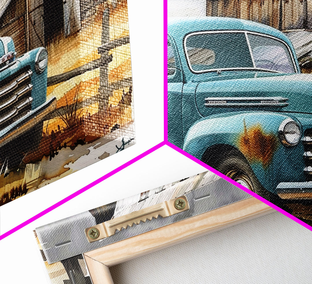 The Old Truck, Farmhouse Decor, Rusty Vintage Truck Painting, Southwestern Boho Minimalist Decor, Country Art, Living Room Wall Art