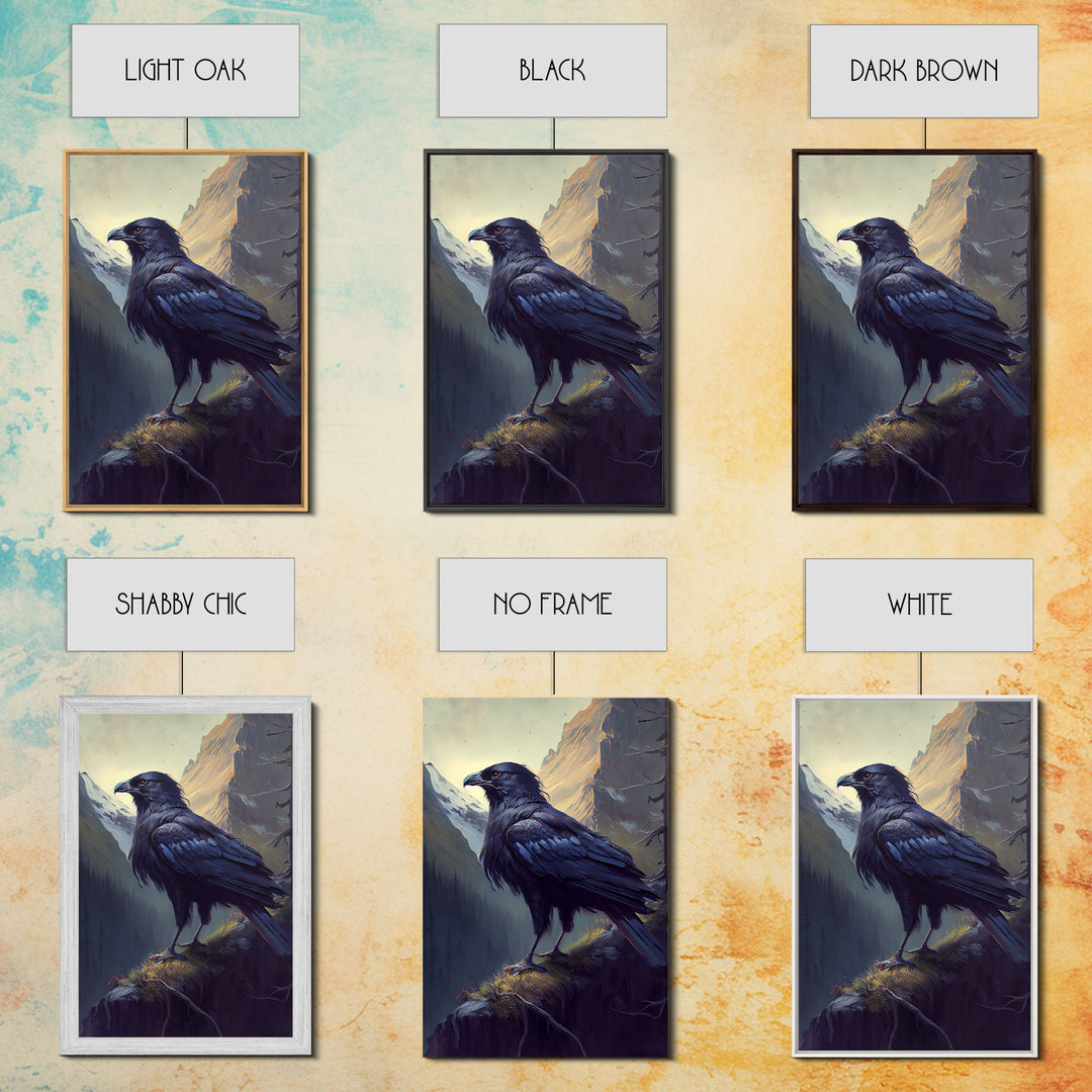 The raven, cool mountain crow art, raven in a forest portrait, fine art poster print