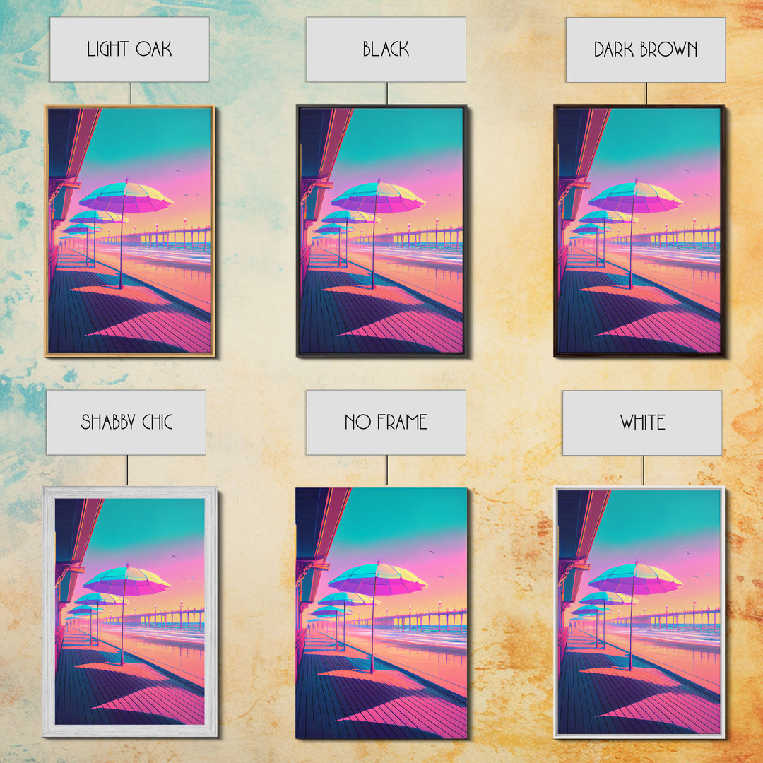 Vaporwave aesthetic art, framed canvas print, gift for her, girl's room / daugher's room wall art