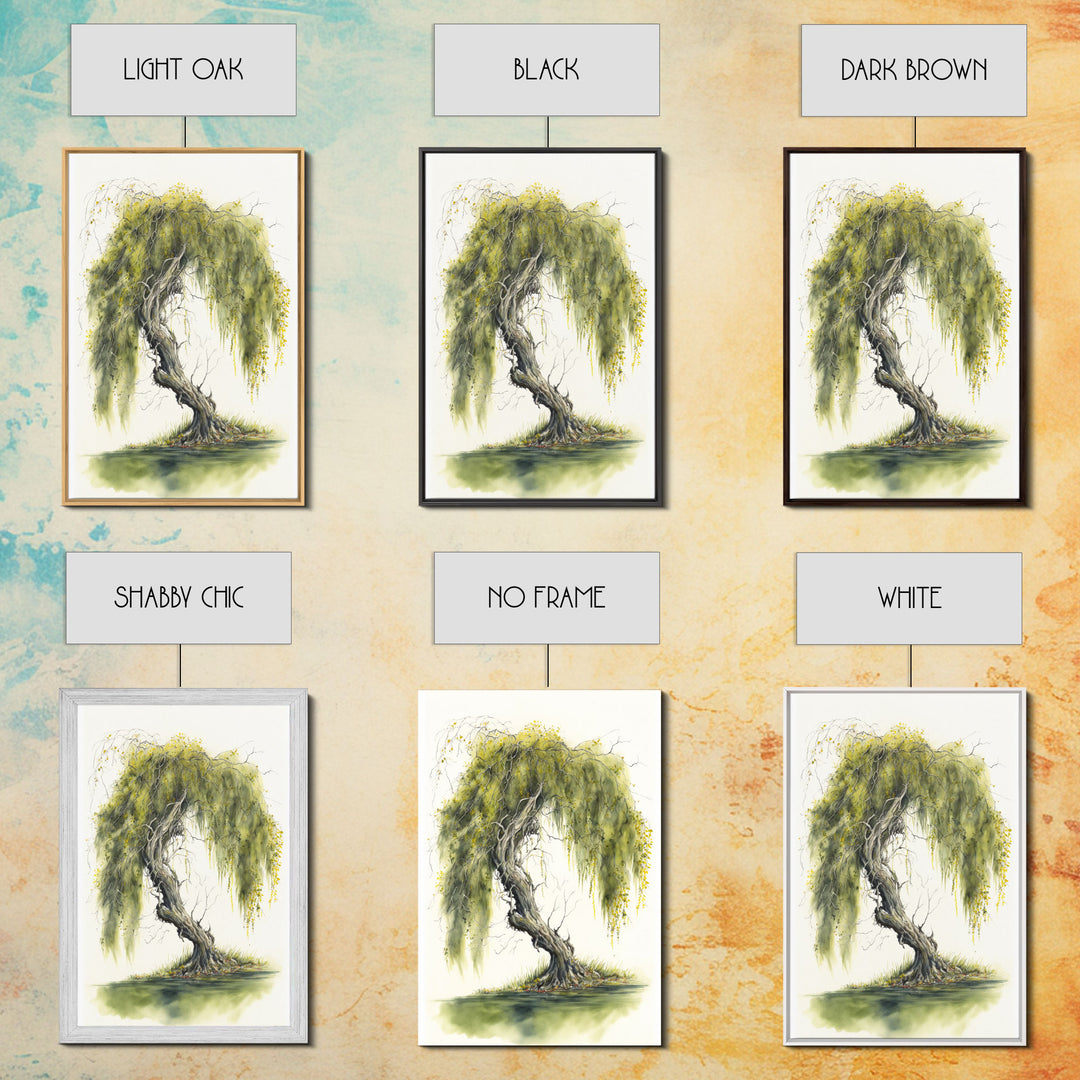 Weeping Willow Tree Art, Framed Canvas Print, Framed Canvas Art, Watercolor Painting