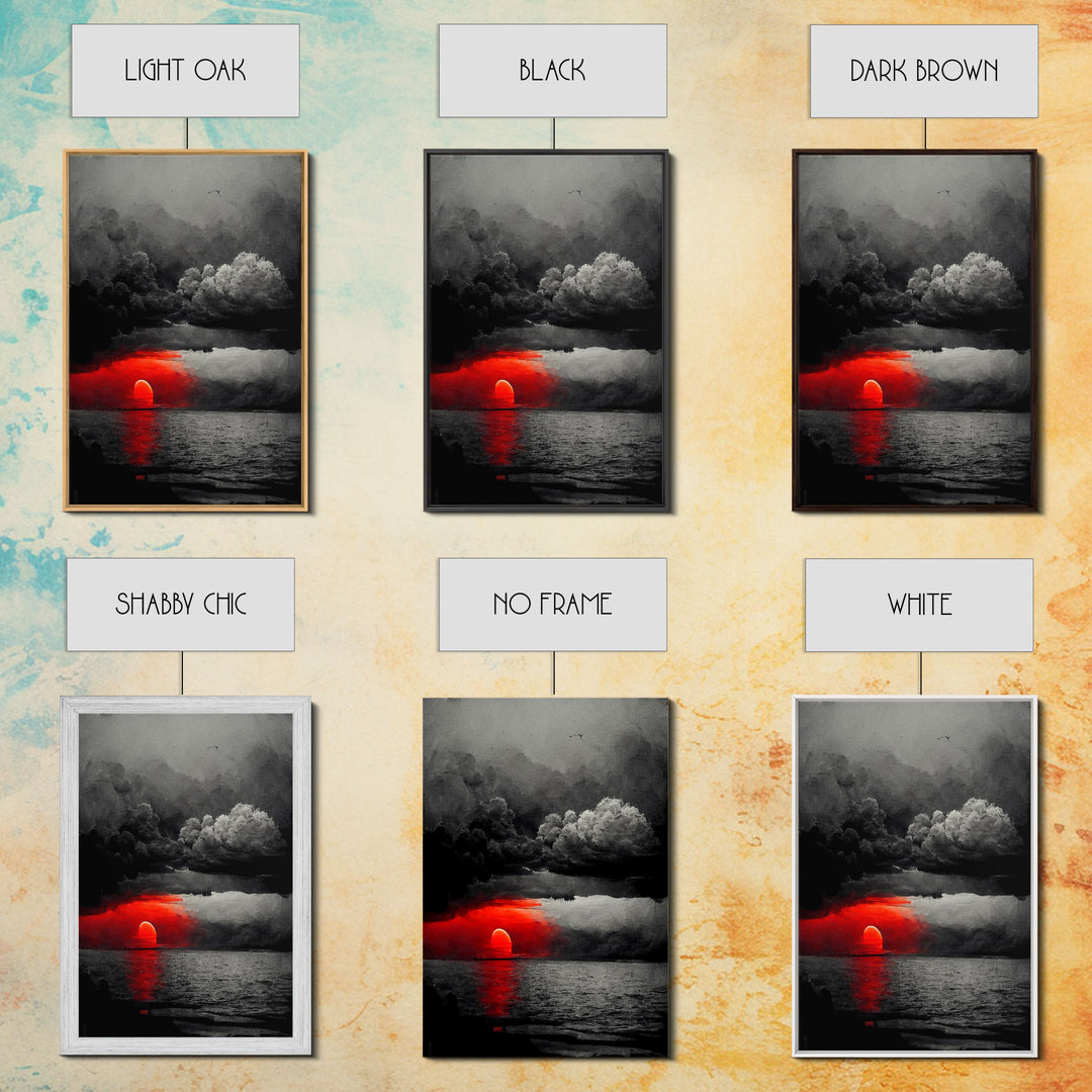 Spooky Horror Canvas Print, Bloodmoon Sunset, Blood moon, Halloween Wall Art, Ready To Hang