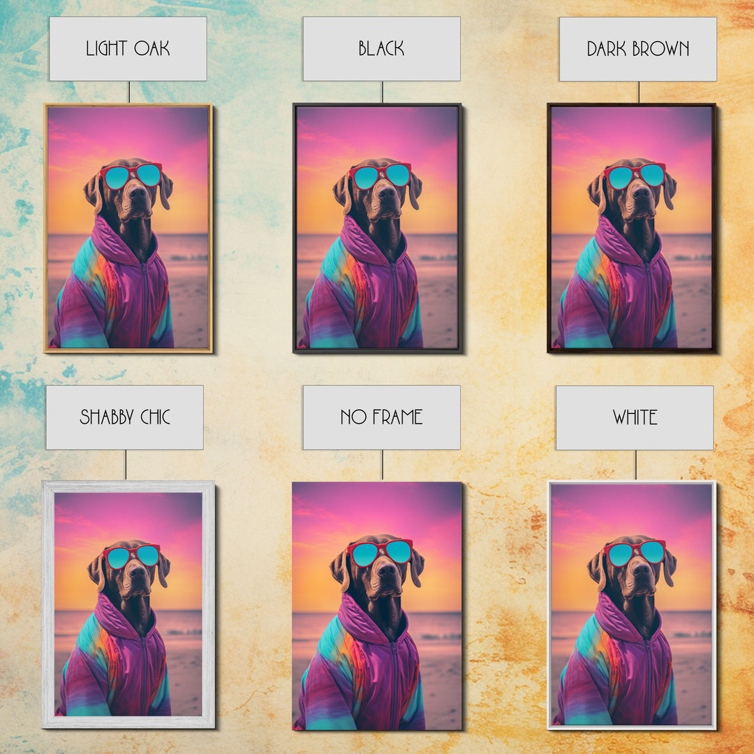 Great Dane In Pink Jacket Sunglasses Wall Print, Beach Art, Dog Print, Dog Portrait, Framed Wall Art, Framed Canvas, Wall Print, Wall Canvas