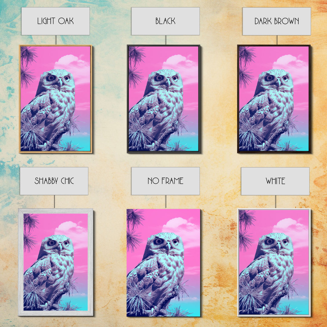 Wildlife Art, White Owl Wall Print, Animal Art Print, Pink Art, Bird Wall Art, Framed Wall Art, Framed Canvas, Wall Print, Wall Canvas