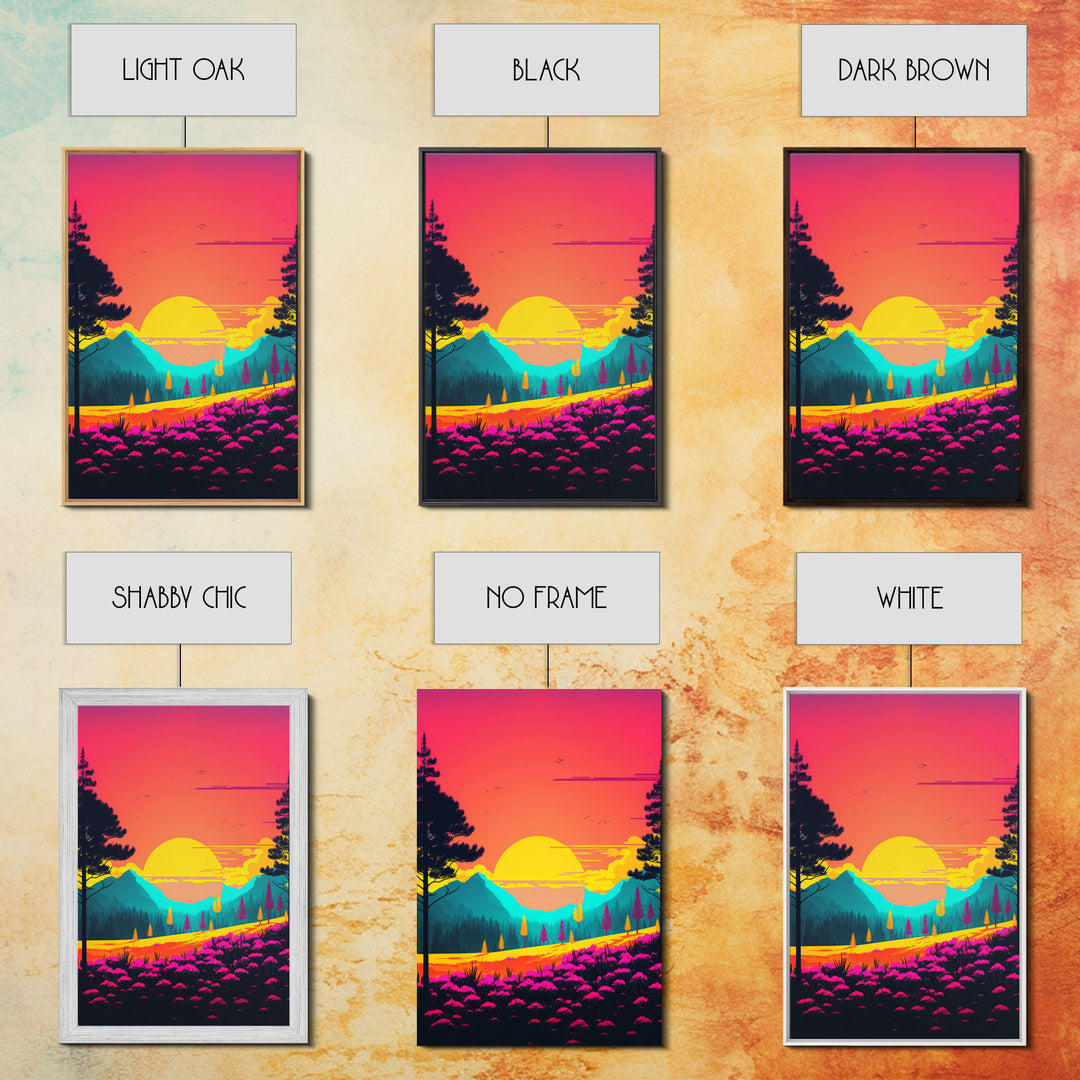 Retro Synthwave Style 80s Vibes Art, 3 Panel Canvas, Triptych Art, Framed Canvas Prints, Sunset, Pink Hues, Pastel Art, Vaporwave Decor