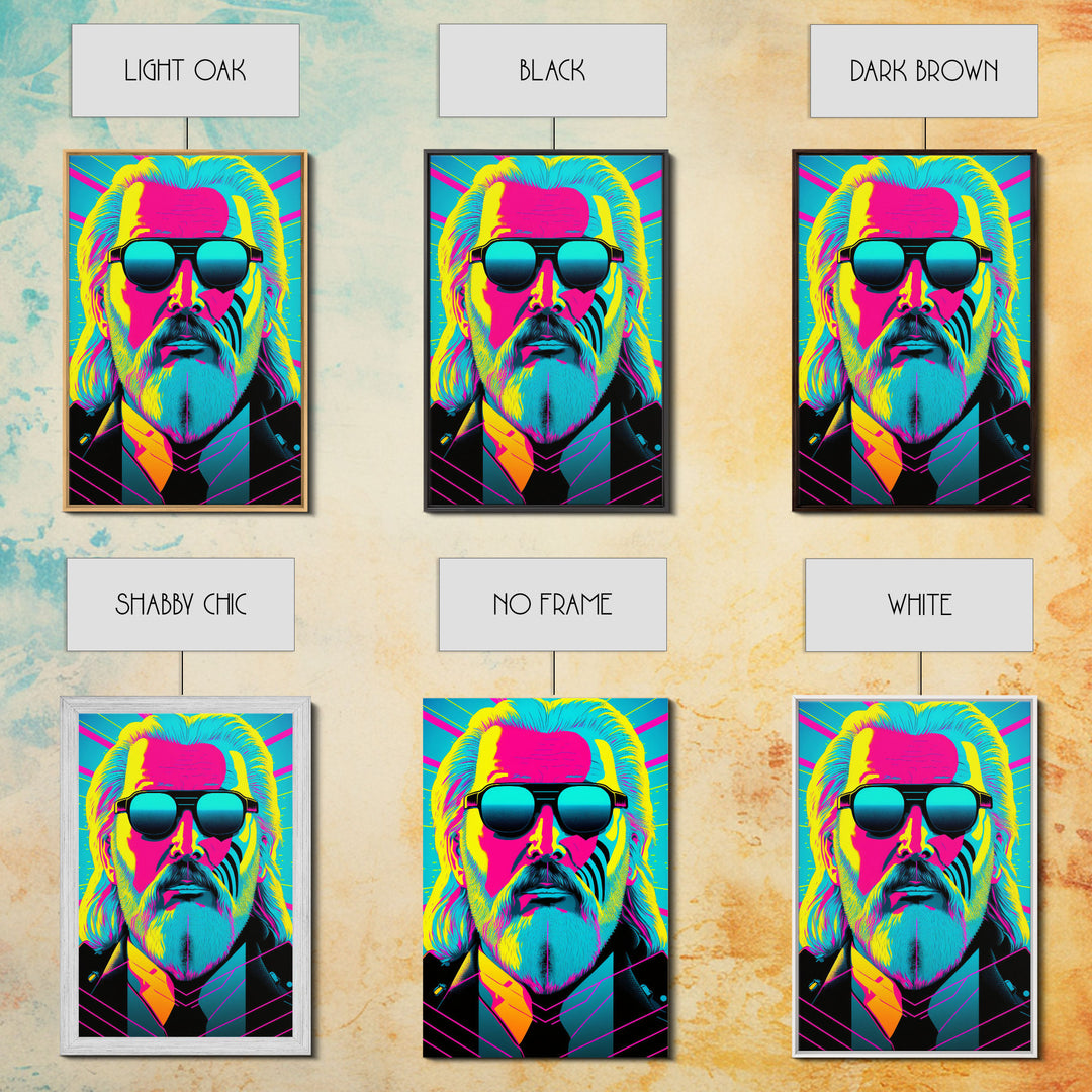 Businessman Odin Pop Art Movie Poster Art, Norse Mythology, Wall Art, Framed Canvas Print, Futuristic Portrait of Odin, WPAP Style