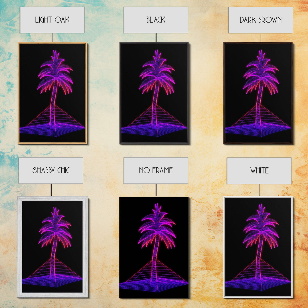 Purple Palm Tree Wall Art, Tropical Plant Wall Decor, Nature Art, Minimalist Print, Wall Decor, Canvas Print, Wall Art, Framed Canvas