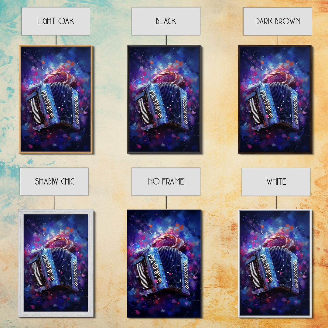 Cosmic Accordion, Instrument Print, Framed Canvas Print Or Poster, Gift For Musician