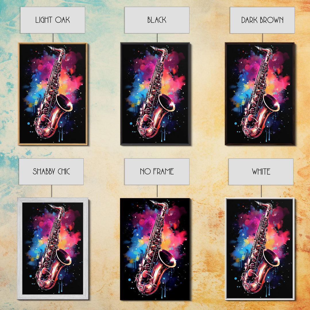 Unique Music Studio Gift, Saxophone Graffiti Art, Splatter Paint Art, Musician Gift, Marching Band Gift, Jazz Themed Art