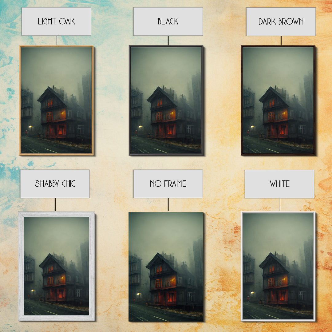 Spooky gloomy wall art, haunted house art, canvas print